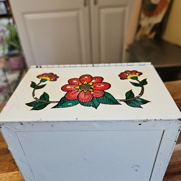 vintage metal recipe box countertop or wall mounted from 1950s - Picture 7 of 9